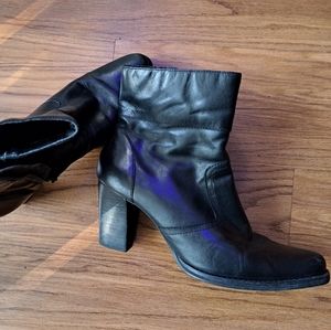 Black leather ankle boots